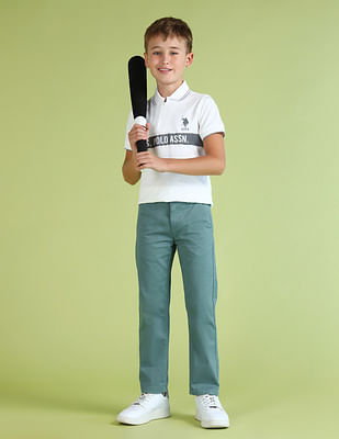 U S Polo Assn Kids Boys Solid Slim Fit Trousers