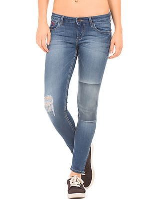 stonewash skinny jeans womens