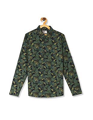 Fm Boys Leaf Print Cotton Shirt