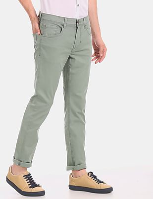 green stretch jeans