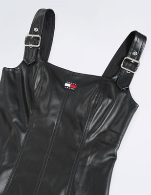 Buy Tommy Hilfiger Buckle Pleather Mini Dungaree Dress - NNNOW.com