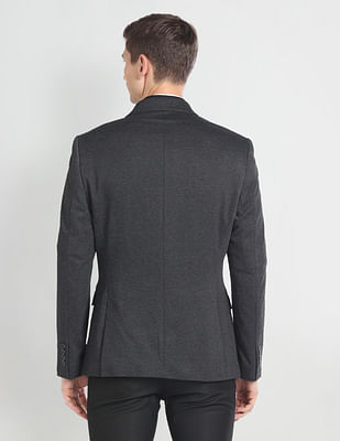 【ROMANTIC CROWN】送料・関税込★NOTCHED LAPEL KNIT BLAZER Colley Notch Collar Blazer In Grey/charcoal Pinstripe