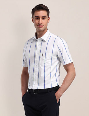 U S Polo Assn Tailored Fit Cotton Striped Shirt