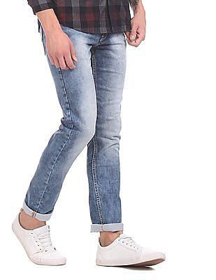Blue Slim Fit Stone Wash Jeans