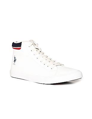 white polo high top sneakers