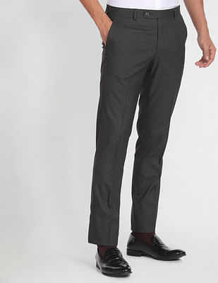 Arrow Tailored Regular Fit Checked Formal Trousers