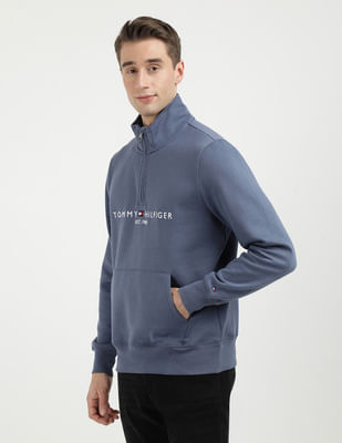 Buy Tommy Hilfiger Solid High Neck Cotton Sweatshirt - NNNOW.com