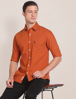 U S Polo Assn Solid Cotton Tailored Shirt