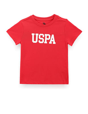 U S Polo Assn Kids Boys Brand Print Cotton T-Shirt