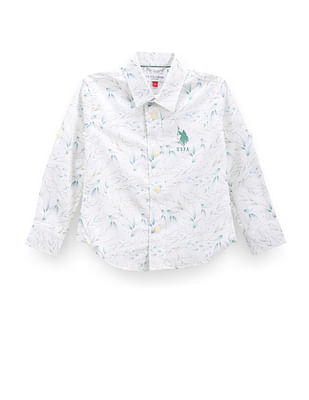 U S Polo Assn Kids Boys Spread Collar Tropical Shirt