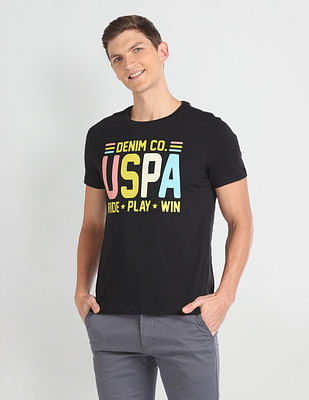 U S Polo Assn Denim Co Crew Neck Typographic Print T-Shirt