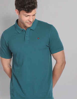 Ad By Arvind Cotton Solid Polo Shirt