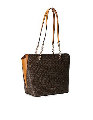 Buy Calvin Klein Women Brown Monogram Print Hailey Tote Bag NNNOW