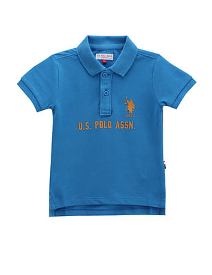 U S Polo Assn Kids Boys Brand Print Cotton Polo Shirt