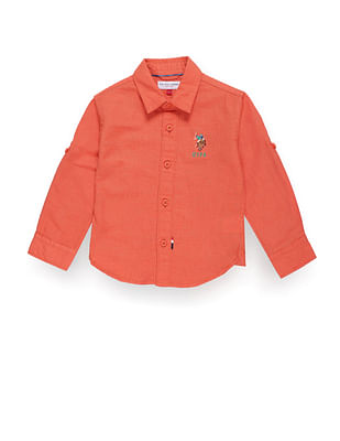 U S Polo Assn Kids Boys Spread Collar Regular Fit Shirt