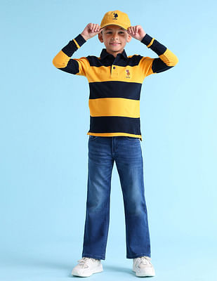 U S Polo Assn Kids Boys Horizontal Striped Regular Polo Shirt