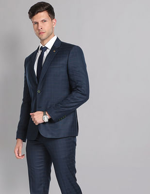 Ad By Arvind Windowpane Check Evening Two Piece Suit