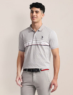 U S Polo Assn Brand Print Slim Fit Polo Shirt