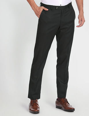 Arrow Tailored Regular Fit Checked Formal Trousers