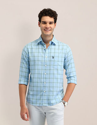 U S Polo Assn Tailored Fit Dobby Checked Shirt