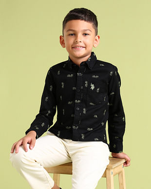 U S Polo Assn Kids Boys Regular Fit All-Over Printed Shirt