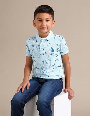 U S Polo Assn Kids Boys Printed Cotton Polo Shirt