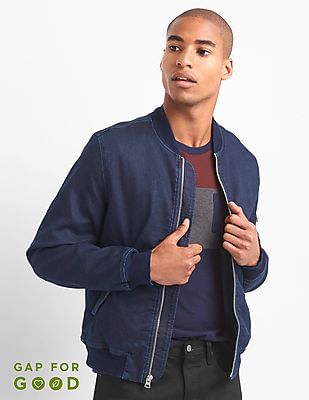 Buy GAP Men Men Blue Stone Washed Denim Bomber Jacket - NNNOW.com
