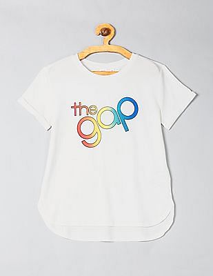 Buy Gap Girls Girls White Short Sleeve Logo Graphic T Shirt