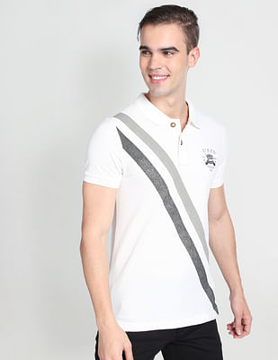 U S Polo Assn Denim Co Diagonal Stripe Cotton Polo Shirt