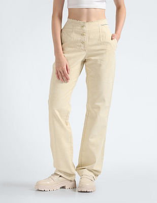 Calvin Klein Cotton Frayed Waist Pants