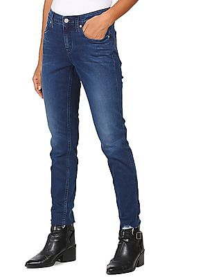 Calvin Klein Women Dark Blue Mid Rise Stone Wash Jeans