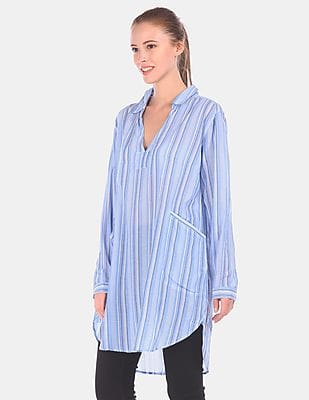 gap blue striped dress Mabelle Striped T-Shirt Midi Dress - Blue