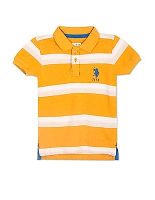 U S Polo Assn Kids Ribbed Collar Striped Polo Shirt