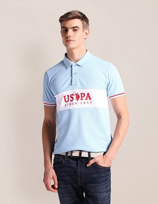 U S Polo Assn Brand Print Slim Fit Polo Shirt