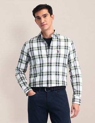 U S Polo Assn Tailored Fit Dobby Checked Shirt