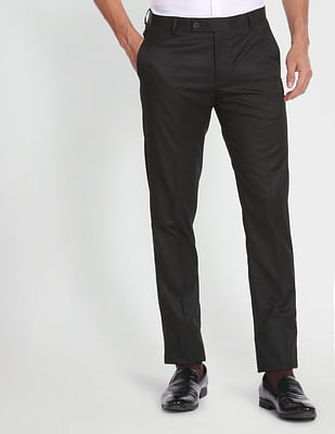 Arrow Tailored Regular Fit Solid Formal Trousers