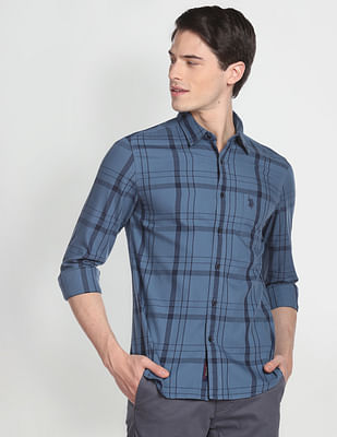 U S Polo Assn Denim Co Tartan Check Cotton Twill Casual Shirt