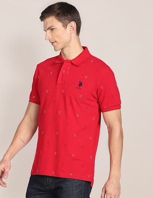 U S Polo Assn All Over Brand Print Polo Shirt