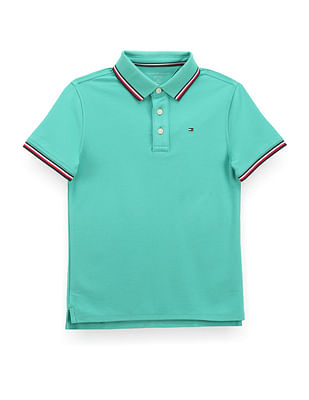 Tommy Hilfiger Kids Boys Striped Collar Winston Polo Shirt