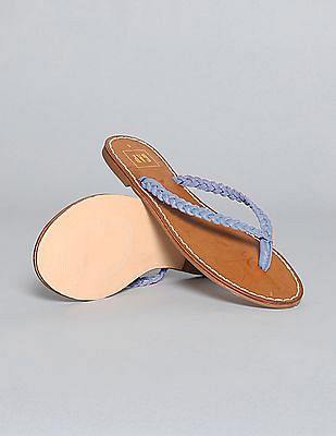 braided leather flip flops