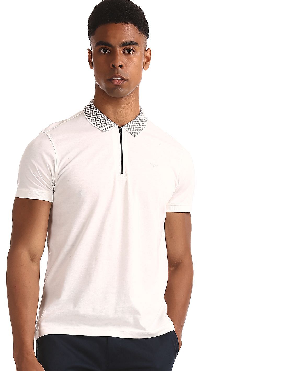 Buy Flying Machine Zip Up Solid Polo Shirt - NNNOW.com