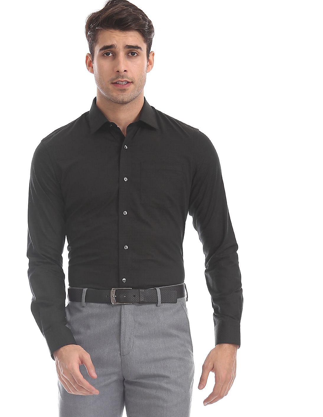 black slim fit shirt online