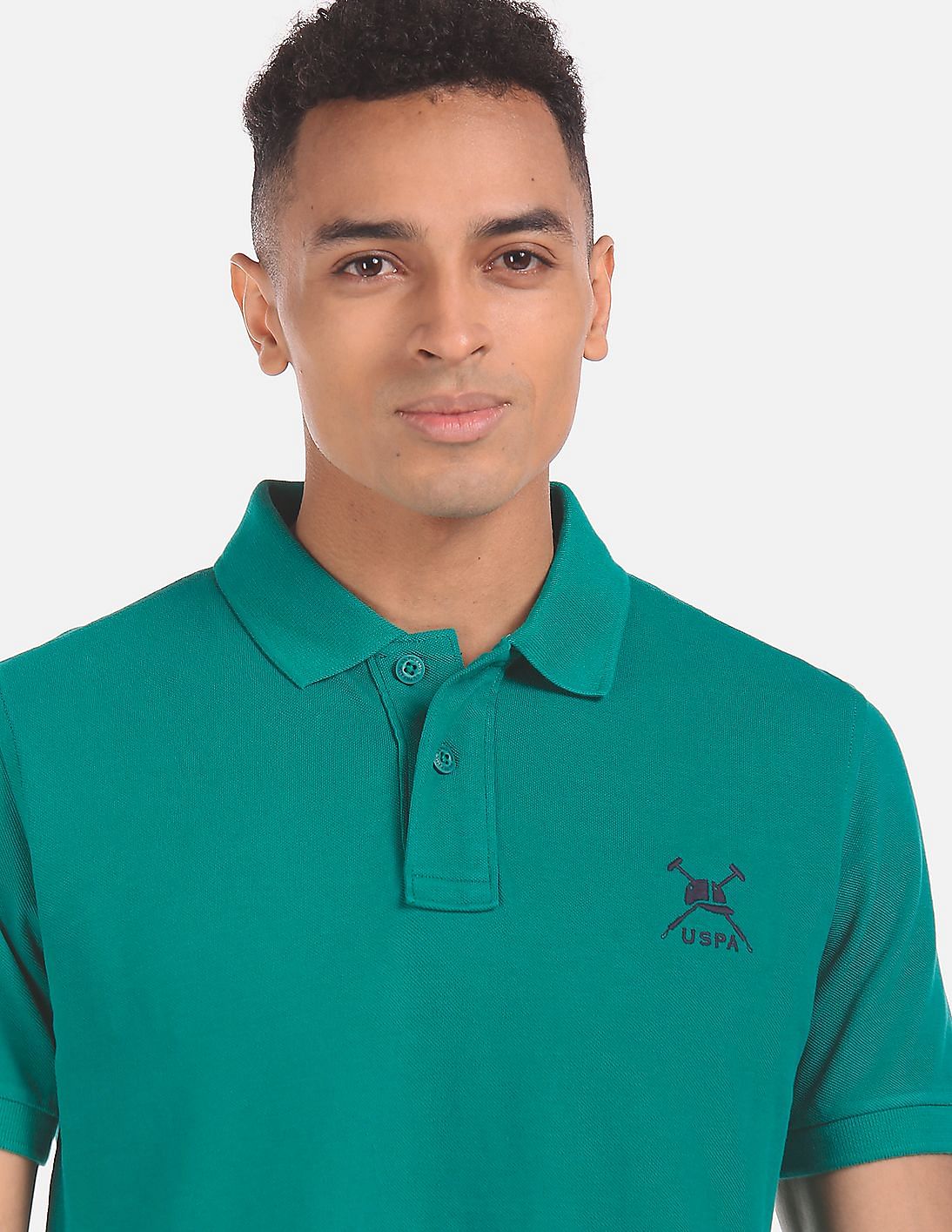 Buy U.S. Polo Assn. Men Teal Short Sleeve Ribbed Solid Polo Shirt -  NNNOW.com