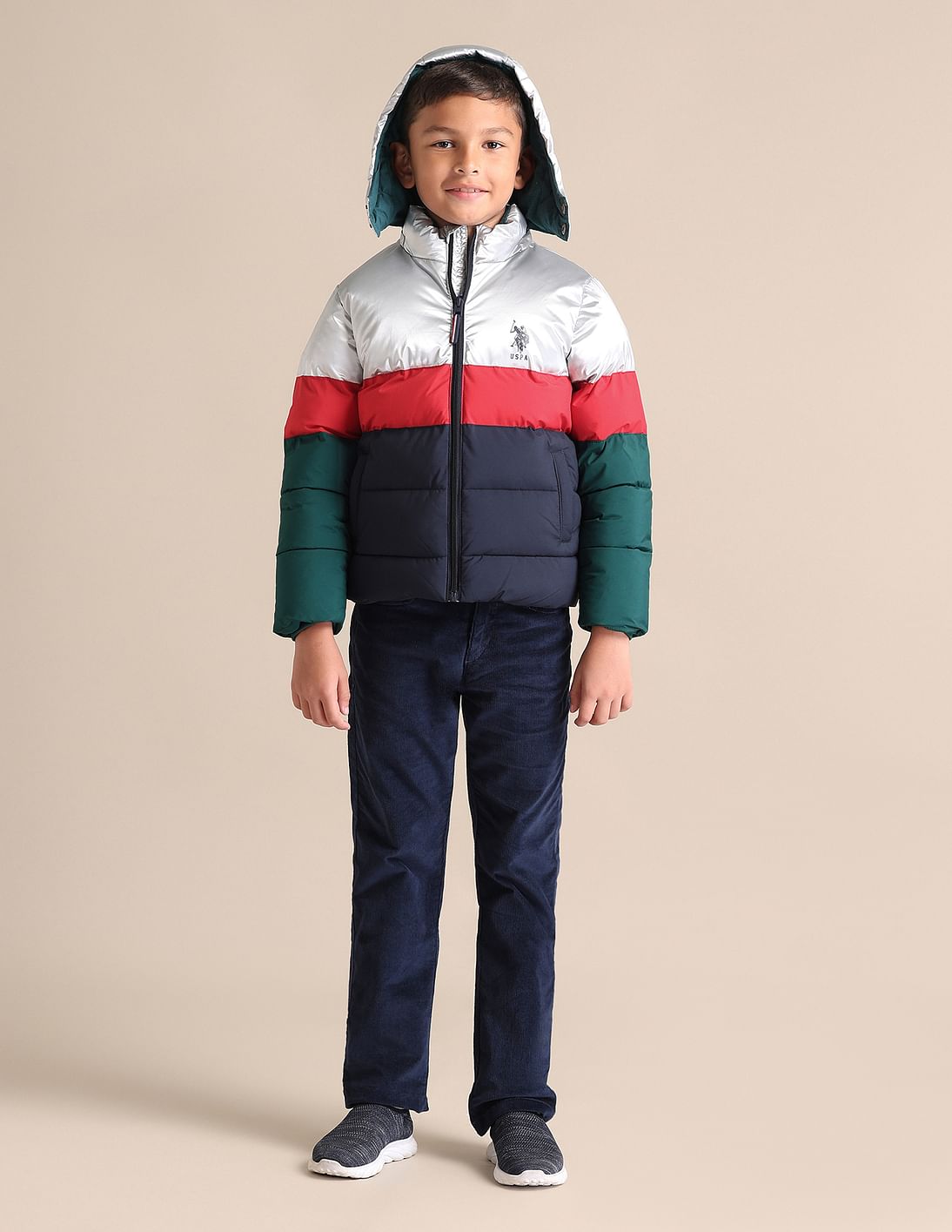 Buy U.S. Polo Assn. Kids Boys Colour Blocked Hooded Jacket