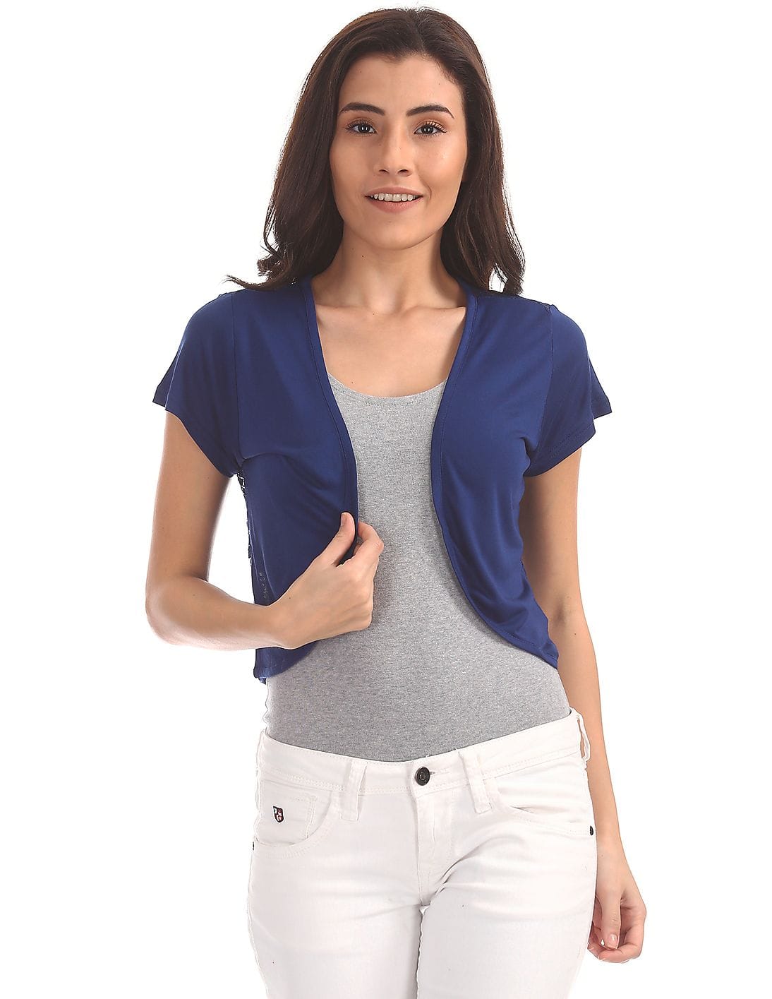 Buy SUGR Lace Back Cropped Shrug