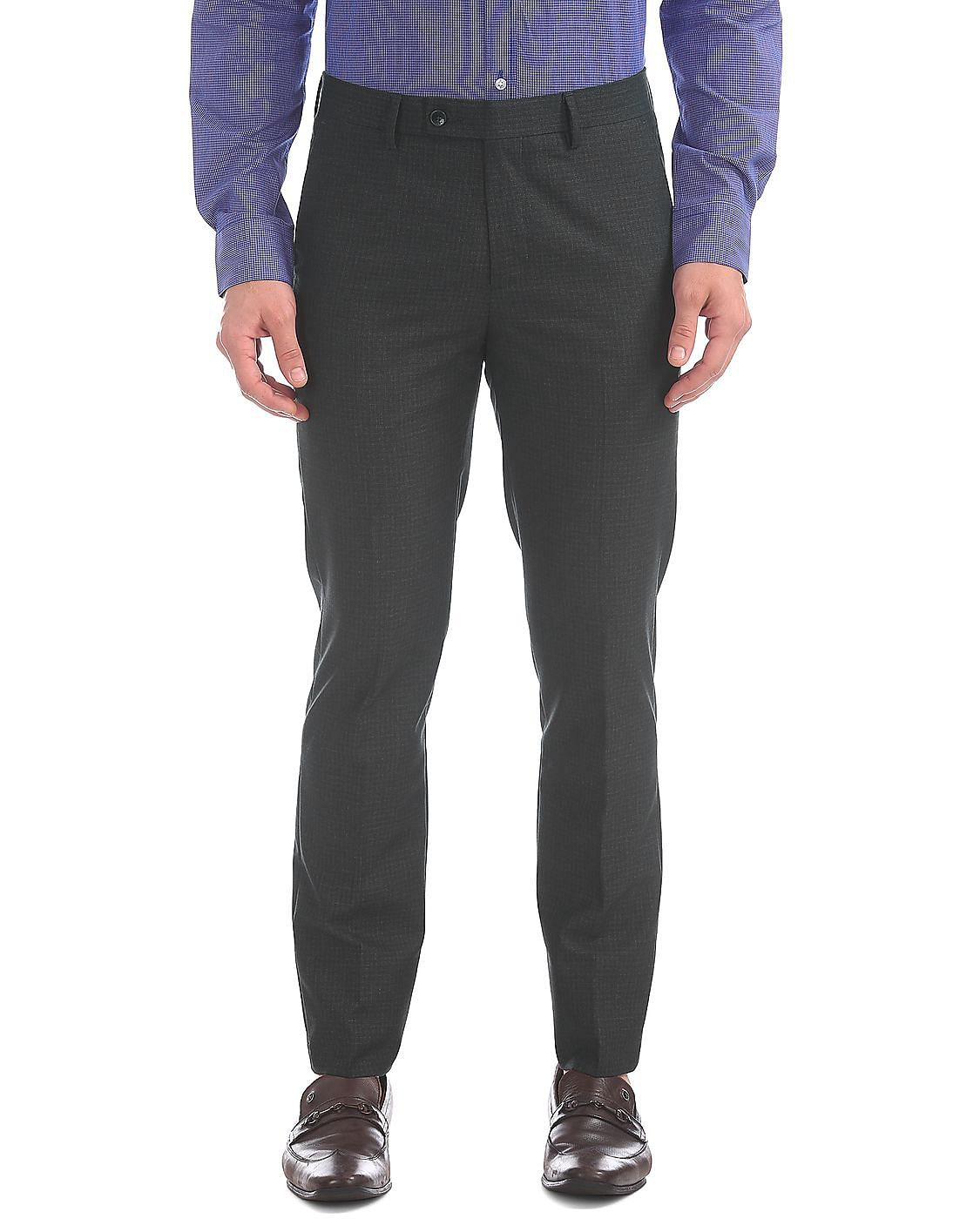 Buy Men Slim Fit Patterned Weave Trousers online at NNNOW.com