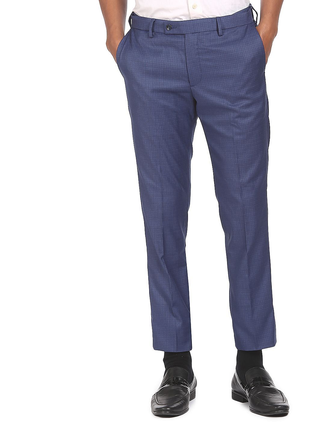 Buy Arrow Hudson Tailored Fit Check Tailored Formal Trousers - NNNOW.com