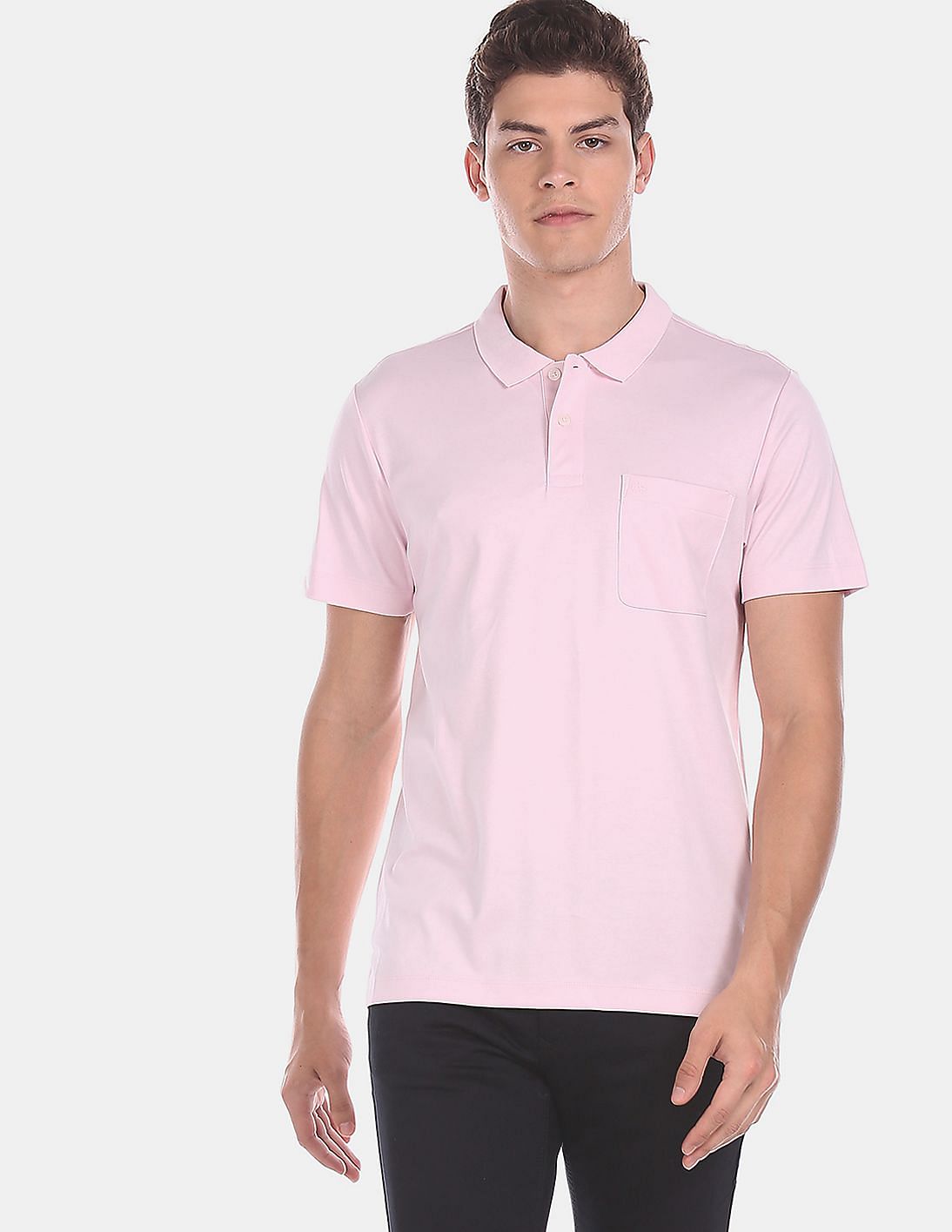 Buy Arrow Men Pink Solid Polo Shirt - NNNOW.com