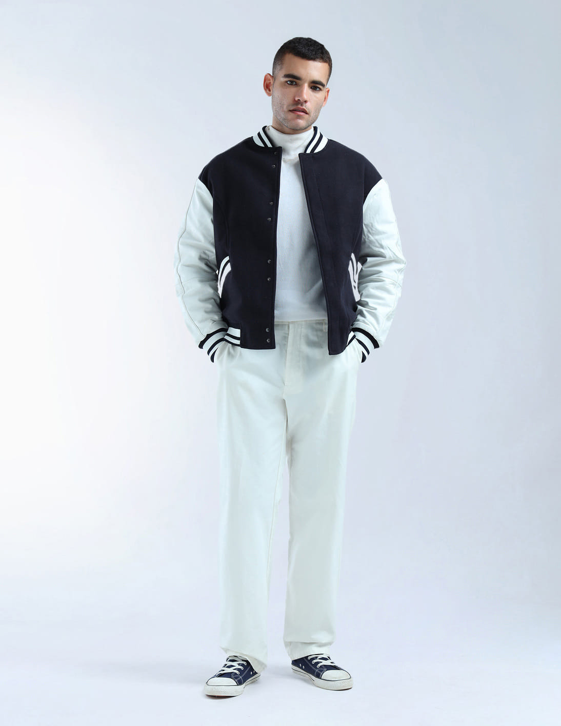 Buy Flying Machine Colourblocked Oversized Fit Varsity Jacket