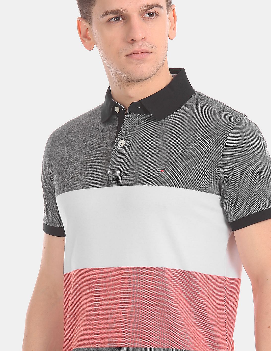 Tommy Hilfiger Men's L Classic Fit Double Stripe Performance Polo Red NWT